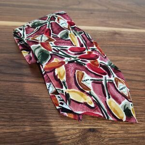 Tabasco Vintage  Neck Tie Mens 100% Silk Made in USA Hot Peppers Red Yellow Logo